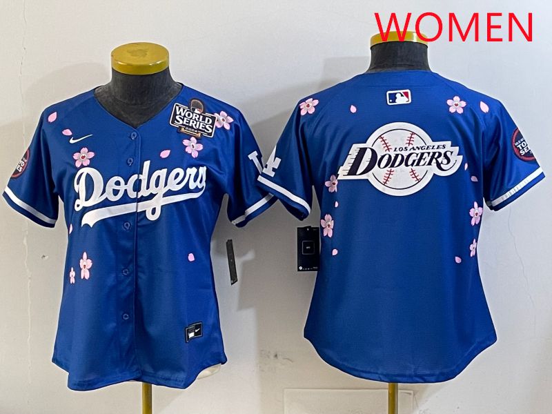 Women Los Angeles Dodgers Blank Blue Sakura Edition 2025 Nike MLB Jersey style 27